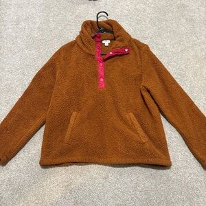 J.Crew Cozy Brown Pullover with High Collar and Buttons